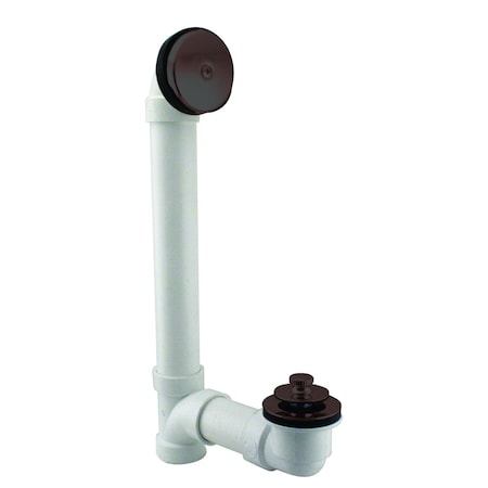 Westbrass Sch. 40 PVC Bathtub Assembly with Pull to Drain Trim and One-Hole Overflow, Oil Rubbed Bronze D49721-12